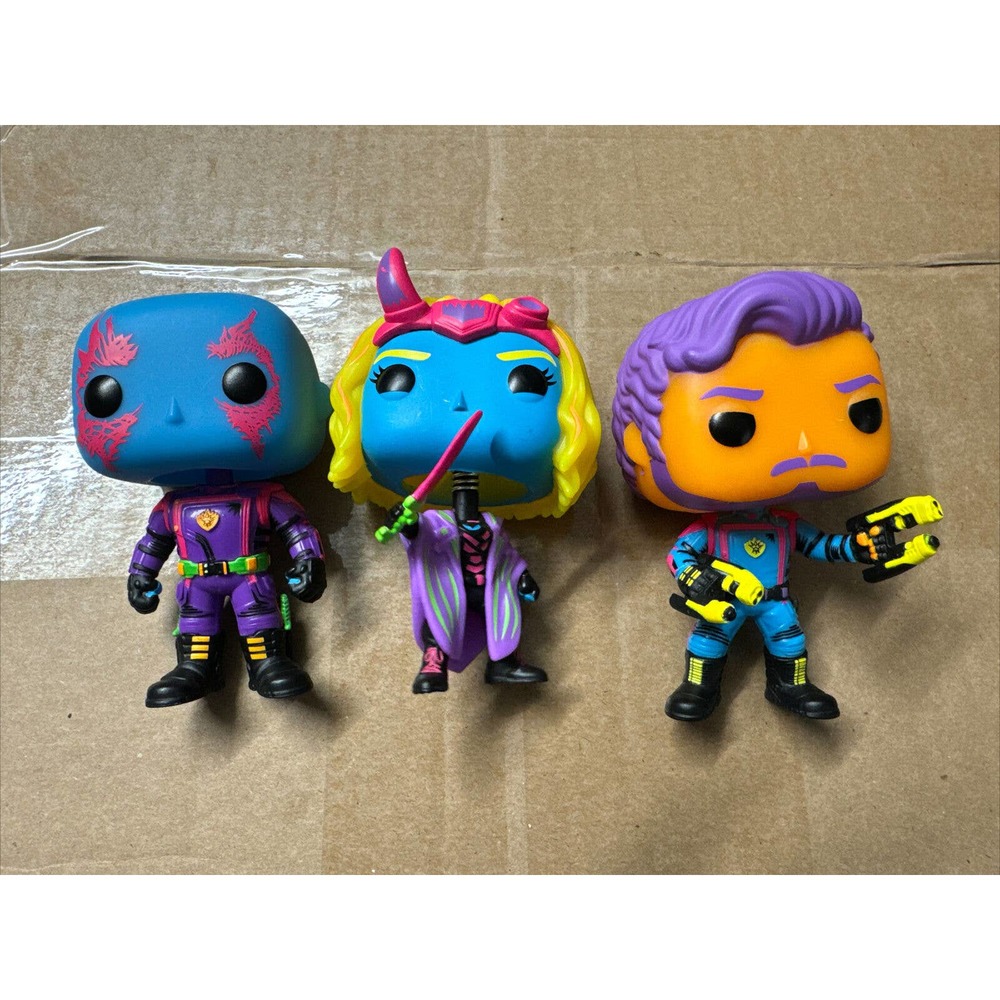Funko Pop! Marvel Comics Drax Loki And Starlord Black Light Edition 3 Funkos